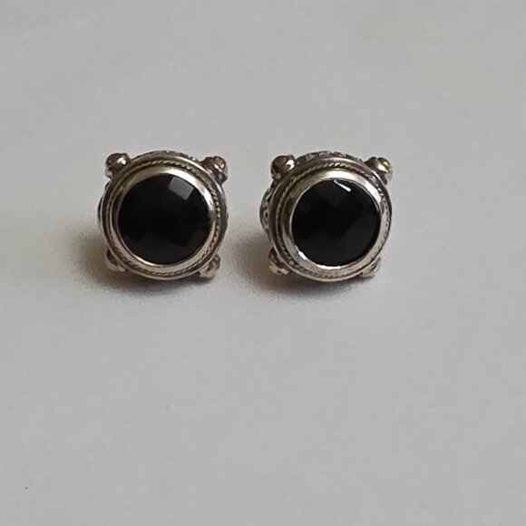 EFFY Balissima Onyx, Sterling Silver and 18K Yellow Gold Stud Earrings - Picture 4 of 14